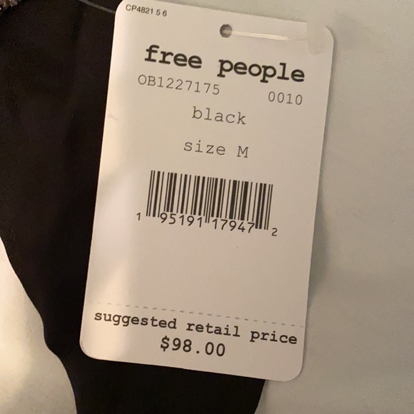NWT Free People Black Velvet Marie Open Back Top M - Picture 5 of 7